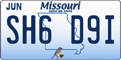 MO license plate SH6D9I