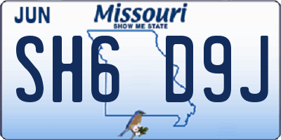 MO license plate SH6D9J