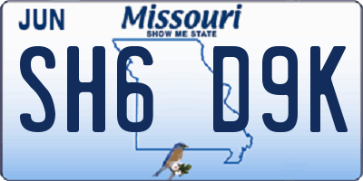 MO license plate SH6D9K