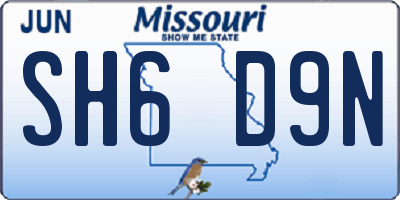 MO license plate SH6D9N