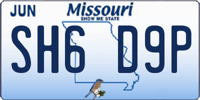 MO license plate SH6D9P