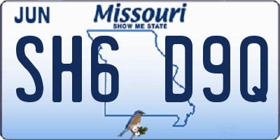 MO license plate SH6D9Q