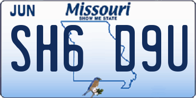 MO license plate SH6D9U