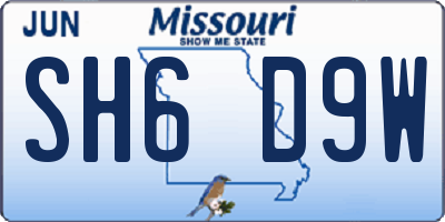 MO license plate SH6D9W