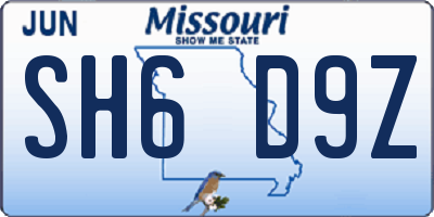 MO license plate SH6D9Z