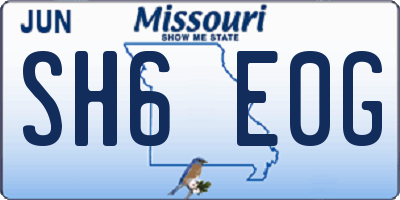 MO license plate SH6E0G