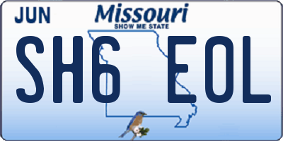 MO license plate SH6E0L