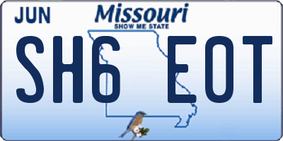 MO license plate SH6E0T