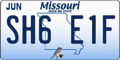 MO license plate SH6E1F