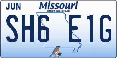 MO license plate SH6E1G