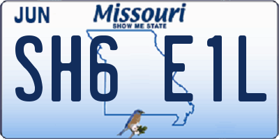 MO license plate SH6E1L