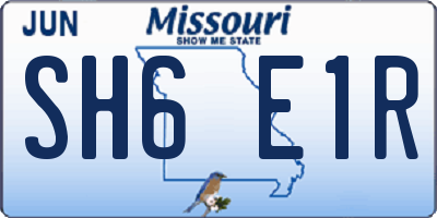 MO license plate SH6E1R