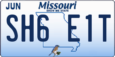 MO license plate SH6E1T
