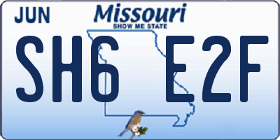 MO license plate SH6E2F