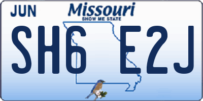 MO license plate SH6E2J