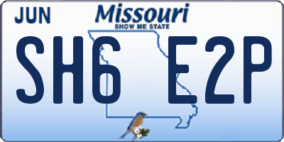 MO license plate SH6E2P