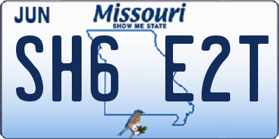 MO license plate SH6E2T