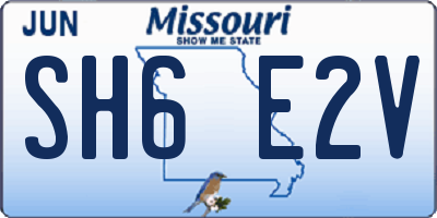 MO license plate SH6E2V