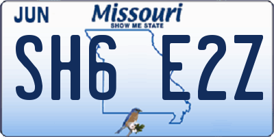 MO license plate SH6E2Z