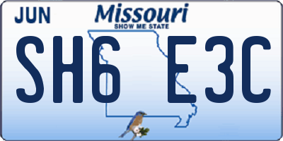 MO license plate SH6E3C