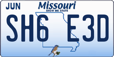 MO license plate SH6E3D