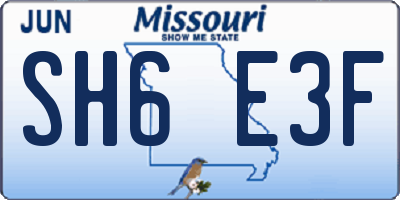 MO license plate SH6E3F