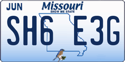 MO license plate SH6E3G