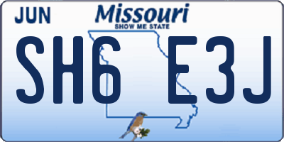 MO license plate SH6E3J