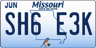 MO license plate SH6E3K