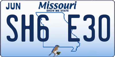 MO license plate SH6E3O