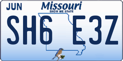 MO license plate SH6E3Z