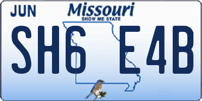 MO license plate SH6E4B