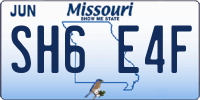 MO license plate SH6E4F