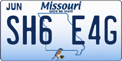MO license plate SH6E4G