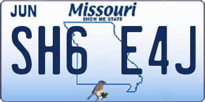 MO license plate SH6E4J