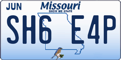 MO license plate SH6E4P