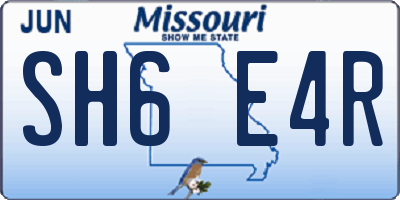 MO license plate SH6E4R