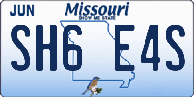 MO license plate SH6E4S
