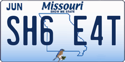 MO license plate SH6E4T