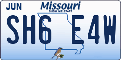 MO license plate SH6E4W