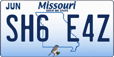 MO license plate SH6E4Z