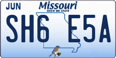 MO license plate SH6E5A