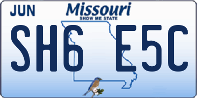 MO license plate SH6E5C