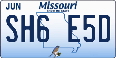 MO license plate SH6E5D