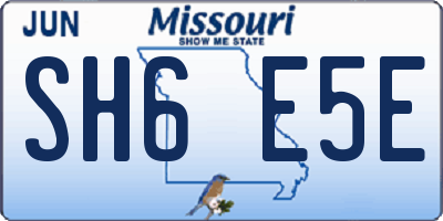 MO license plate SH6E5E