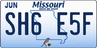 MO license plate SH6E5F
