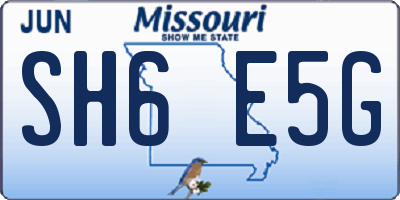 MO license plate SH6E5G