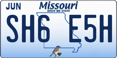 MO license plate SH6E5H