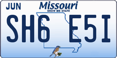 MO license plate SH6E5I