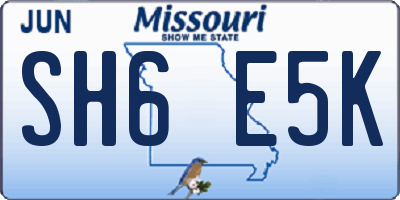 MO license plate SH6E5K